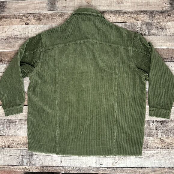 Zara Outerwear Green Corduroy Oversized Frayed Button Up Casual Jacket | XS - Picture 2 of 9